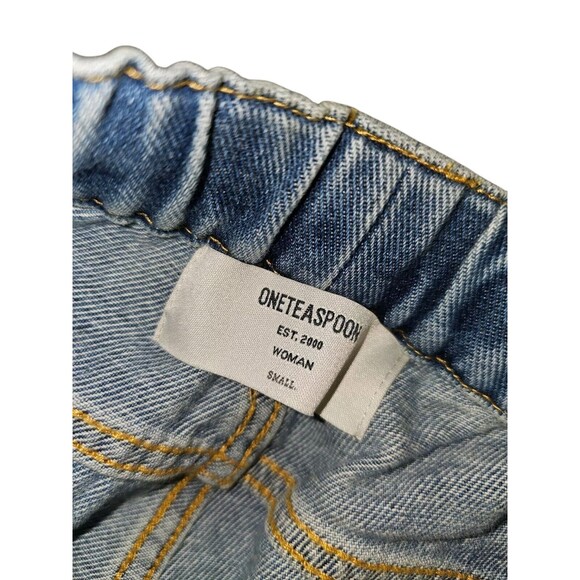 One Teaspoon Size S Montana Shabbies Drawstring Distressed Boyfriend Denim Jeans - Picture 9 of 16